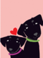 Card VDay 2 Blk Dogs on Pink