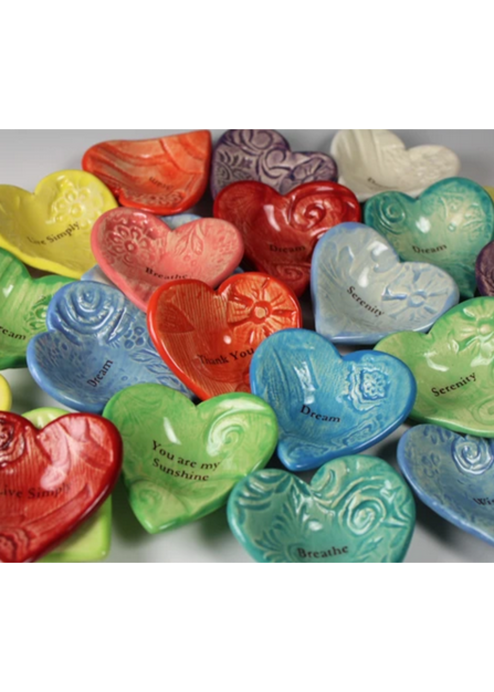 Giving Heart Bowl Asst Colors & Words Ceramic
