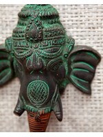 Statue GANESH MASK 7.5" Aluminum w 2 tone bronze finish