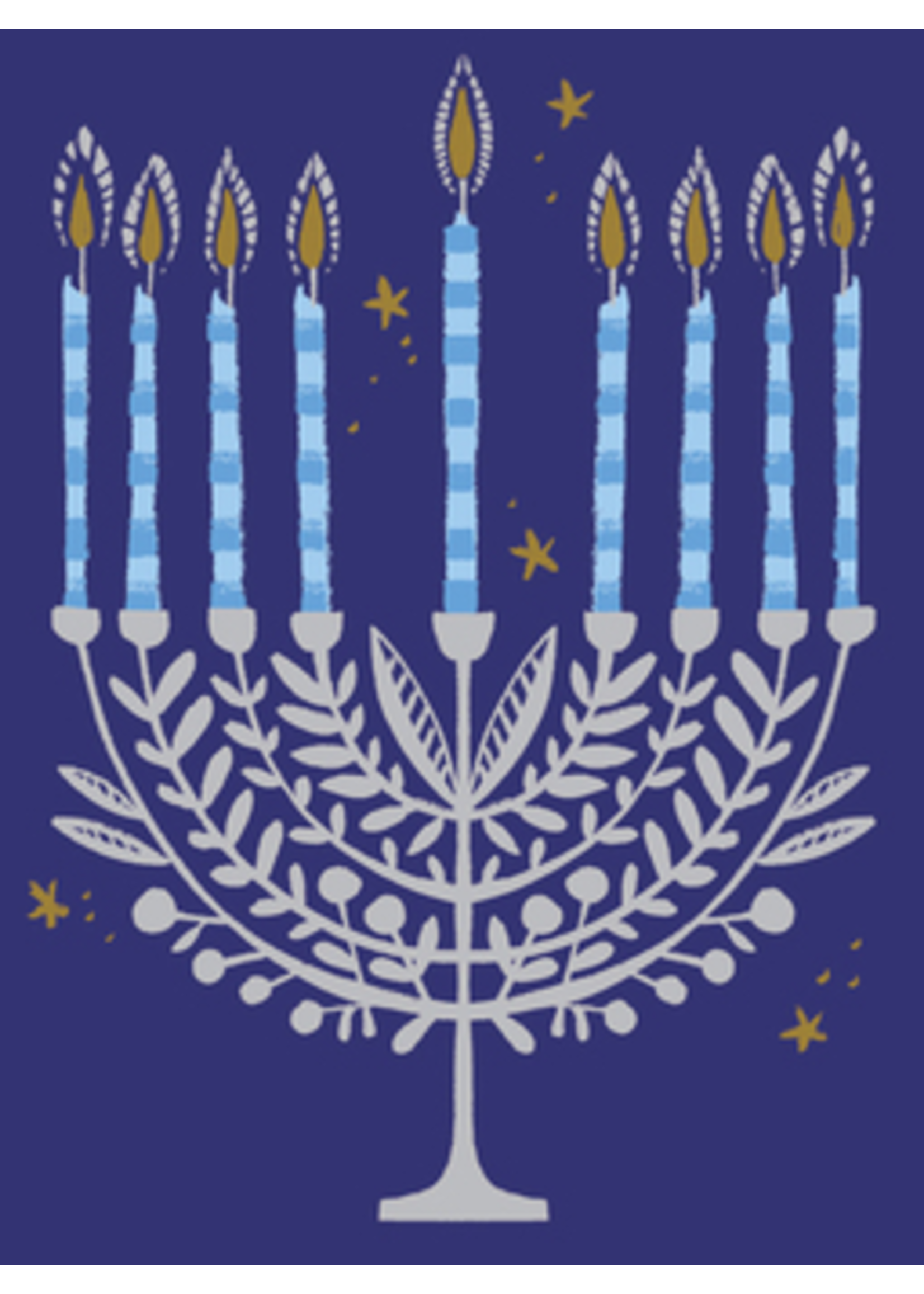 Card HAN Silver Menorah with Leaves