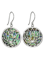 Earrings Lotus Cut Out Overlay Rnd Paua Shell