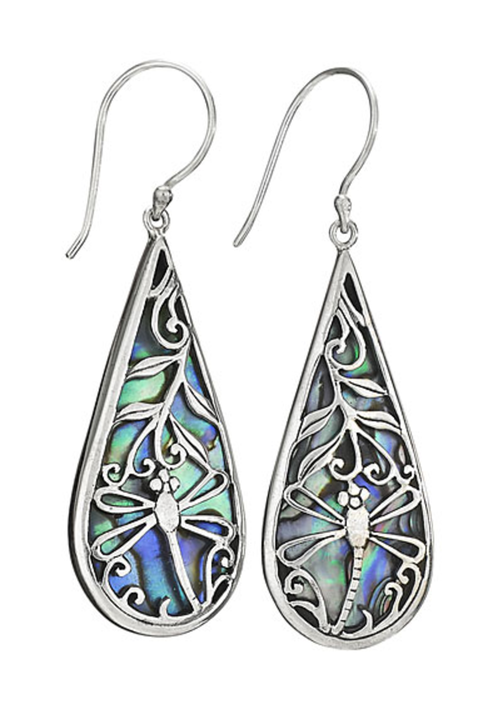 Earring Dragonfly Overlay Teardrop Paua Shell