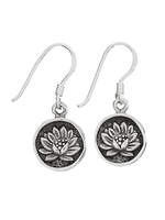 Earrings SS Oxid Raised Round Lotus