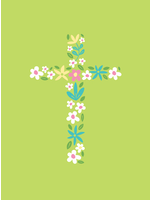 Card EASTER Flower Cross on Lime Grn