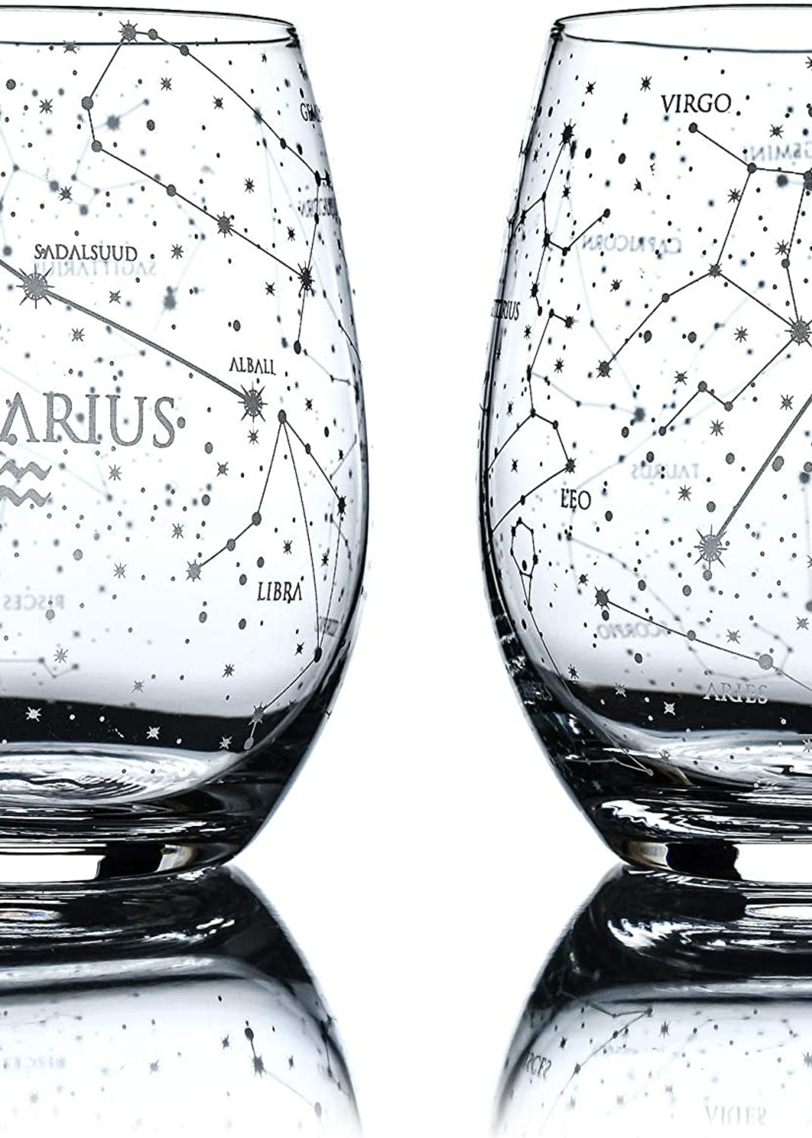 Astrology Etched Stemless Wine Glass