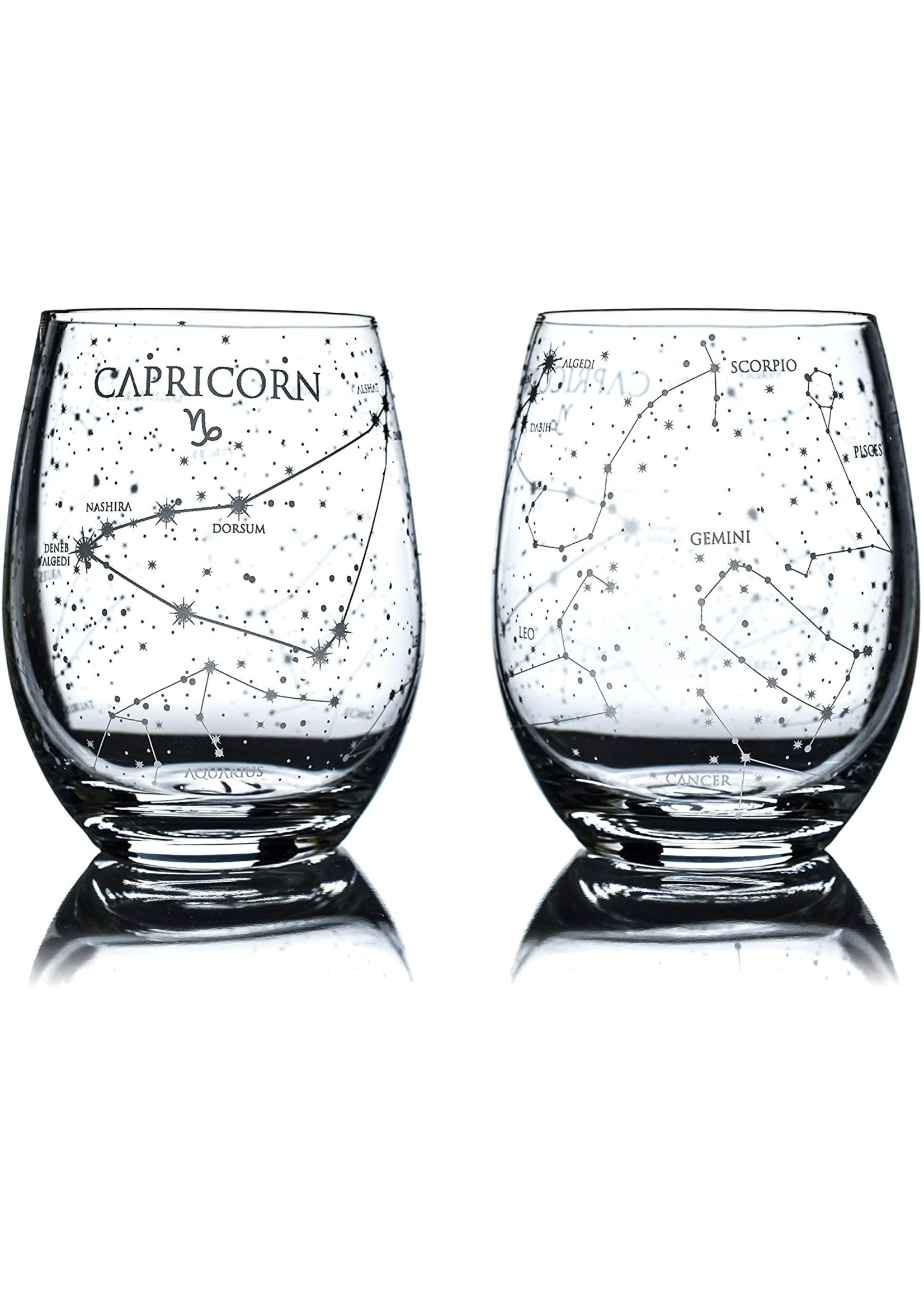 Astrology Etched Stemless Wine Glass