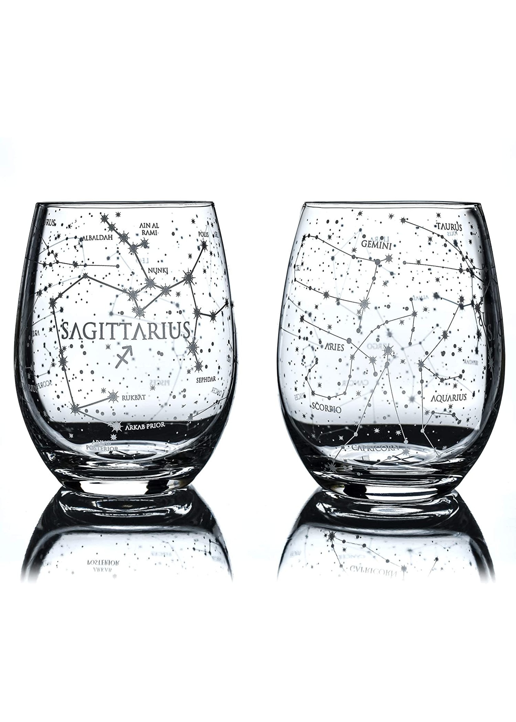 Astrology Etched Stemless Wine Glass