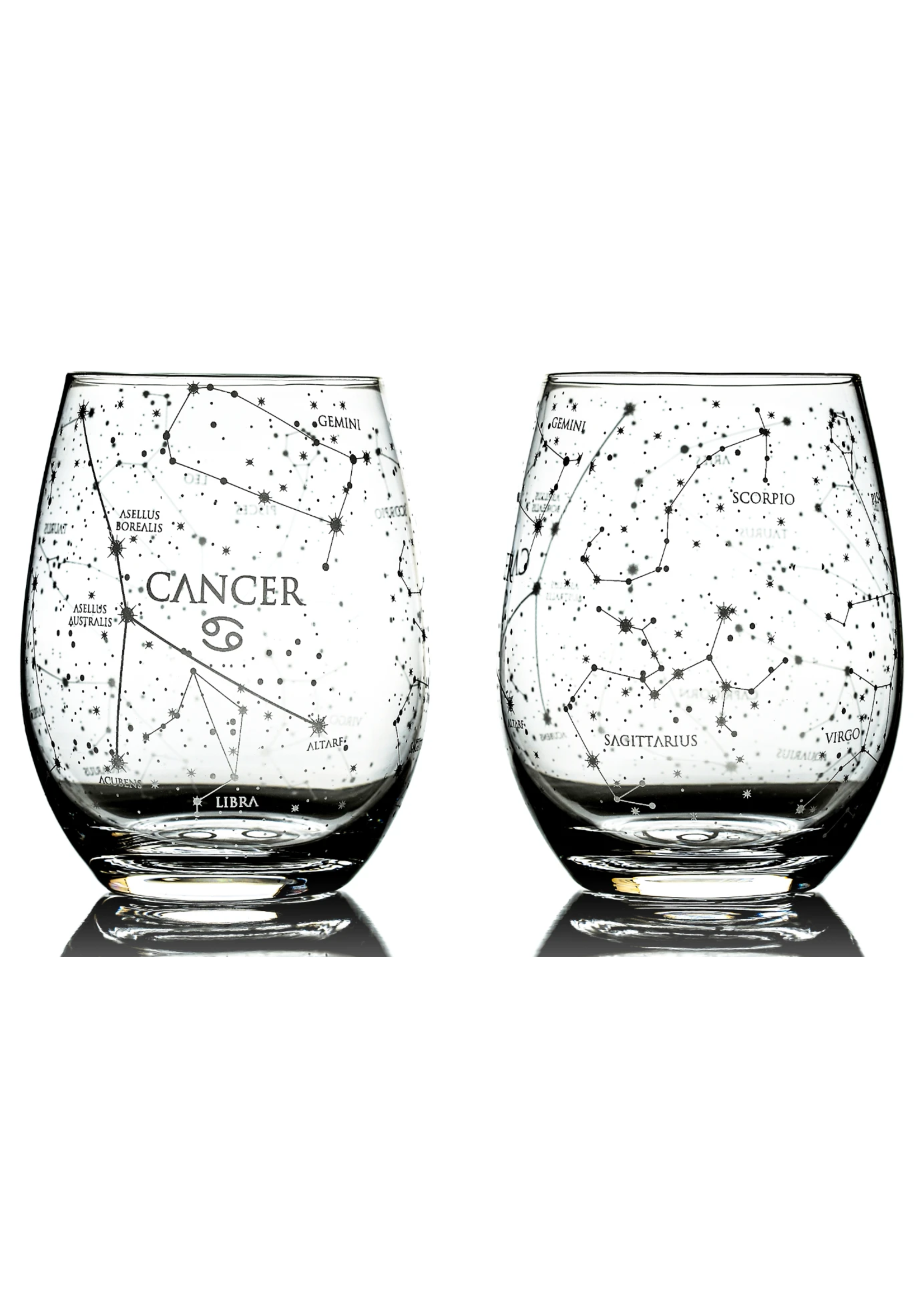 Astrology Etched Stemless Wine Glass