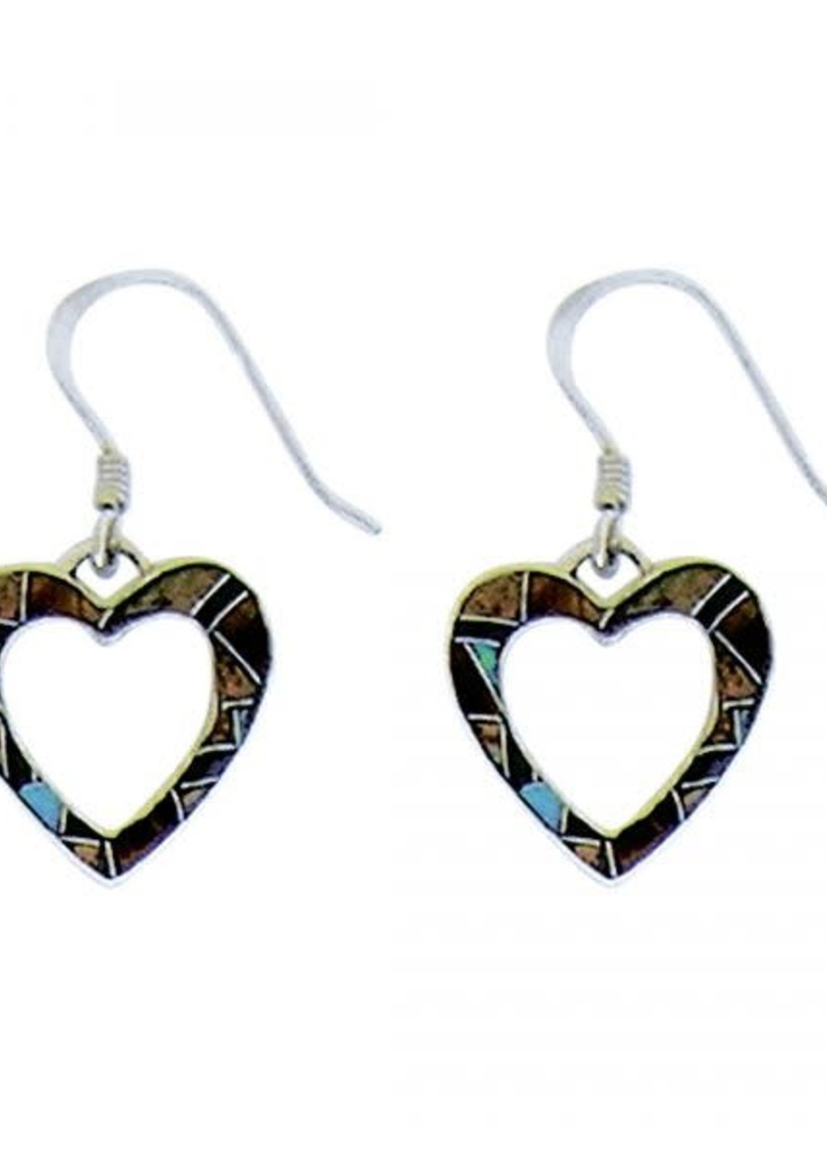 Earrings Mixed Mosaic Inlay Heart