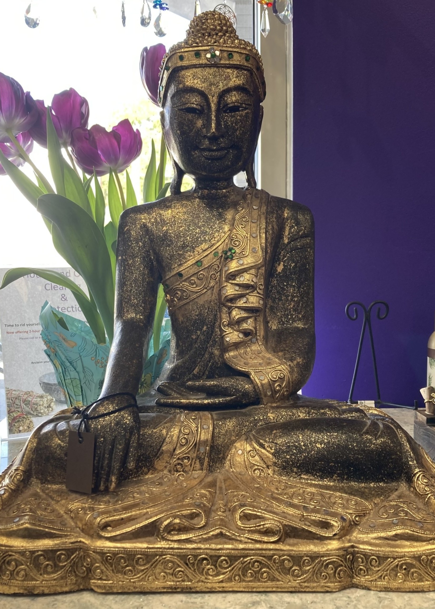 Statue Buddha Sitting Gold Leaf 18"-20"