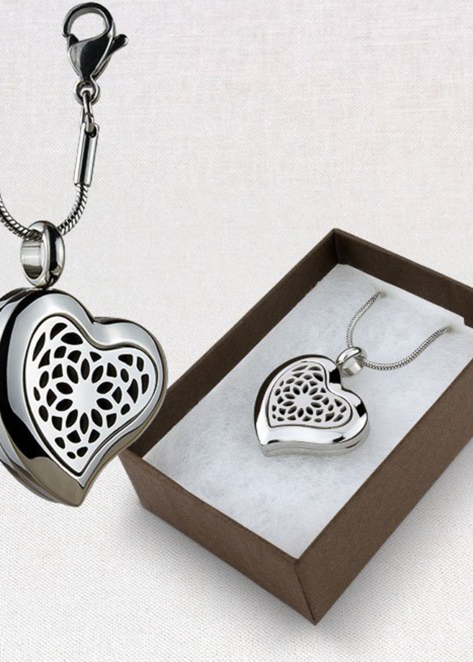 Necklace Diffuser Locket Heart Stainless Steel