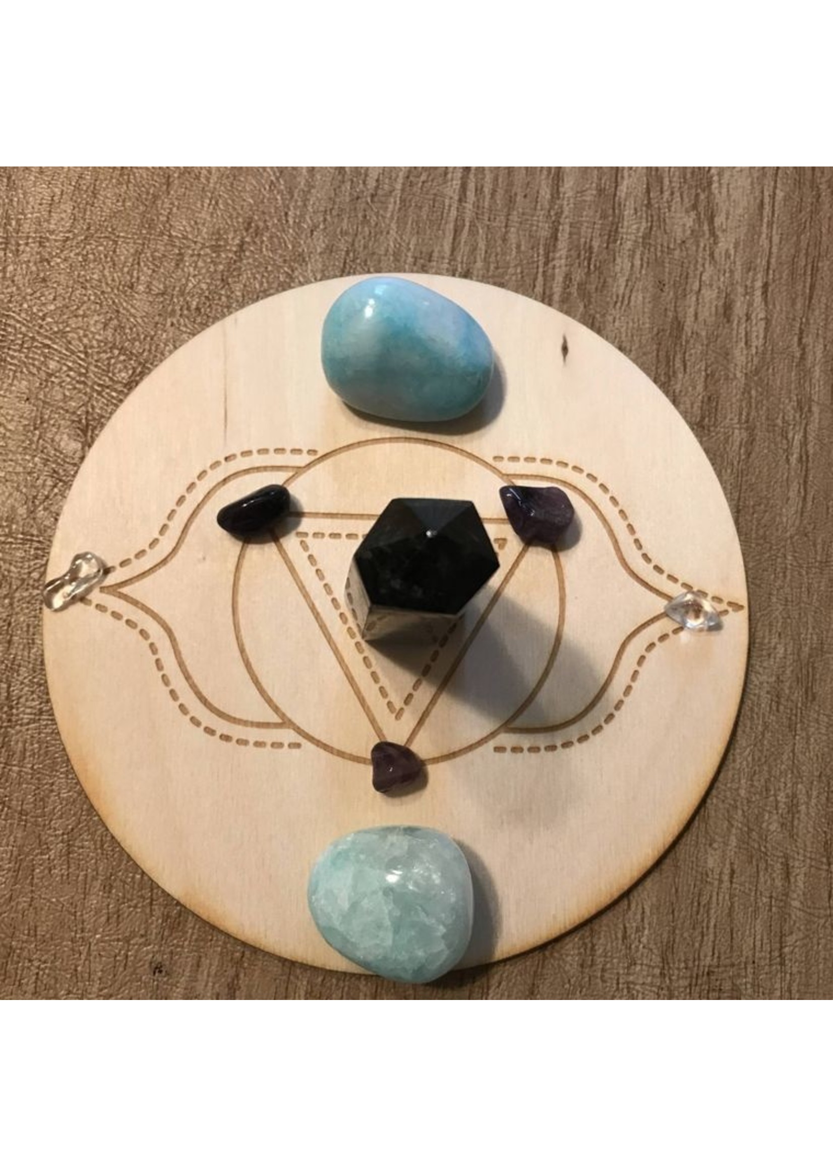 Crystal Grid Wood 10" Third Eye Chakra