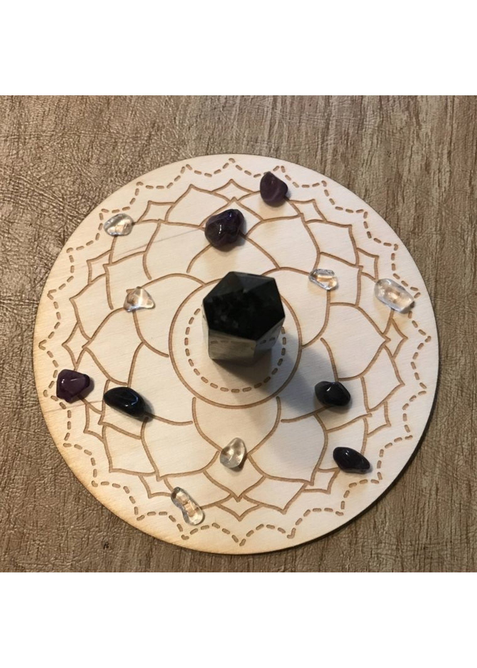 Crystal Grid Wood 4" Crown Chakra