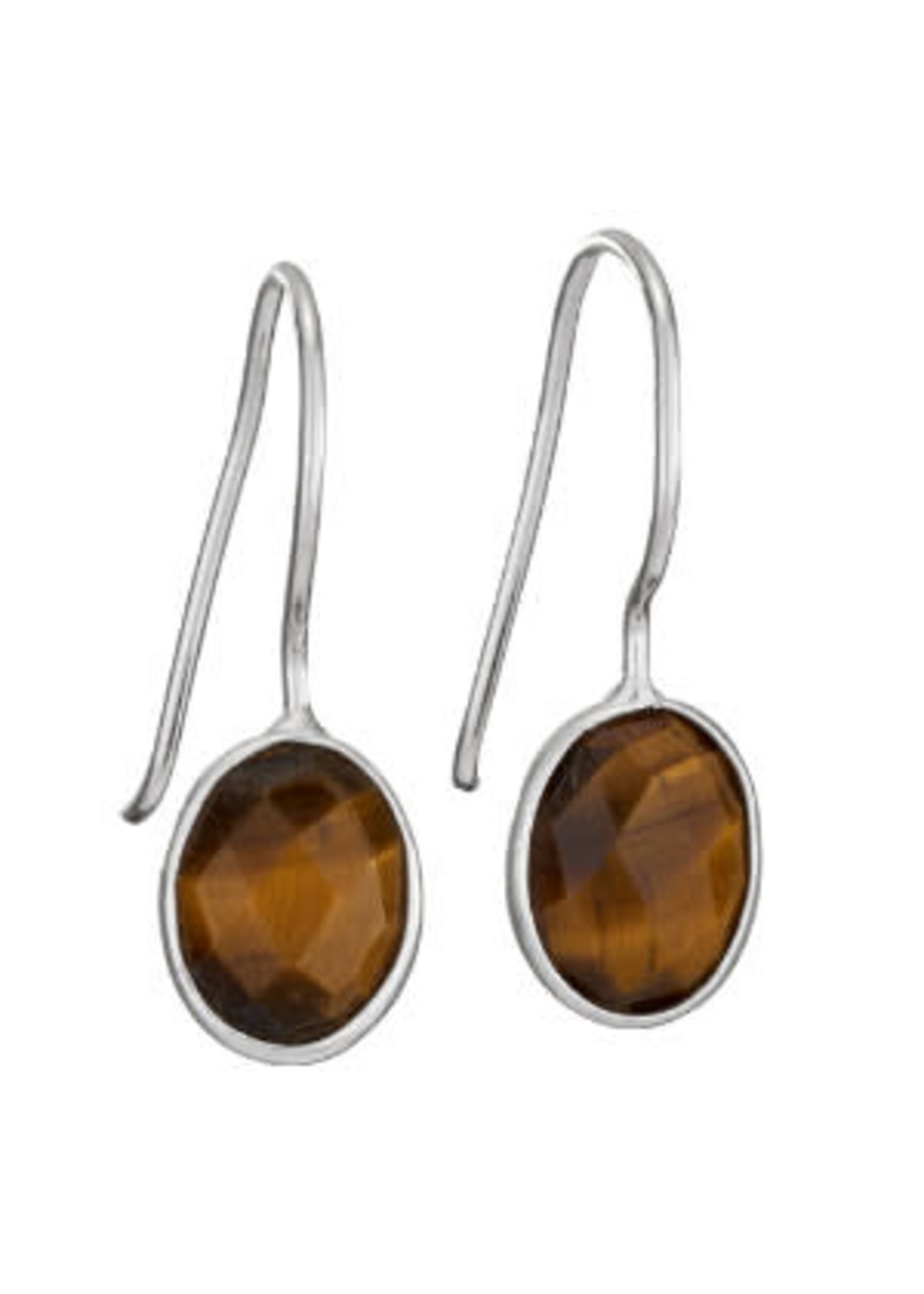 Earrings Tiger Eye Oval Facet