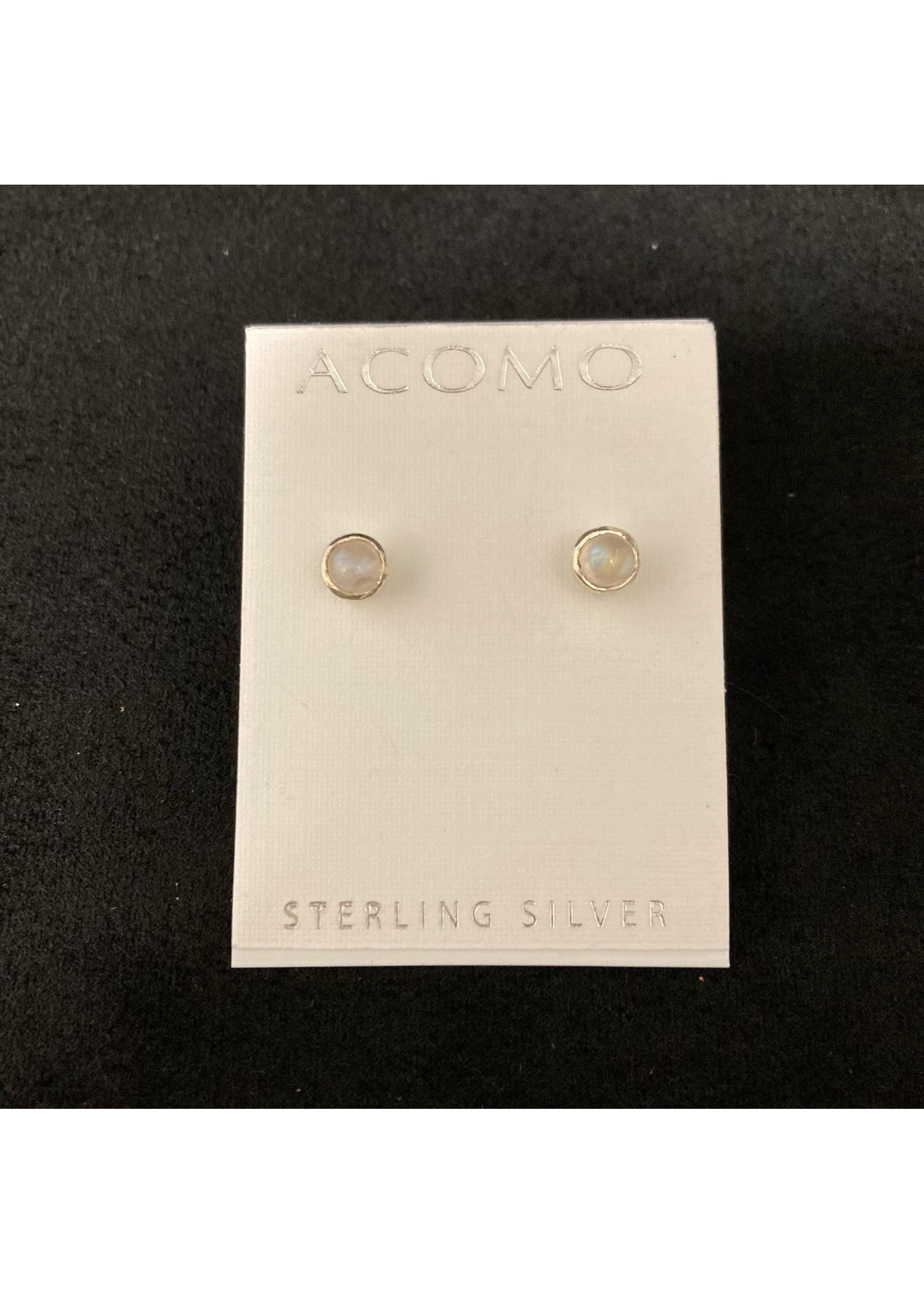 Earring Rainbow Moonstone CAB Stud Sm