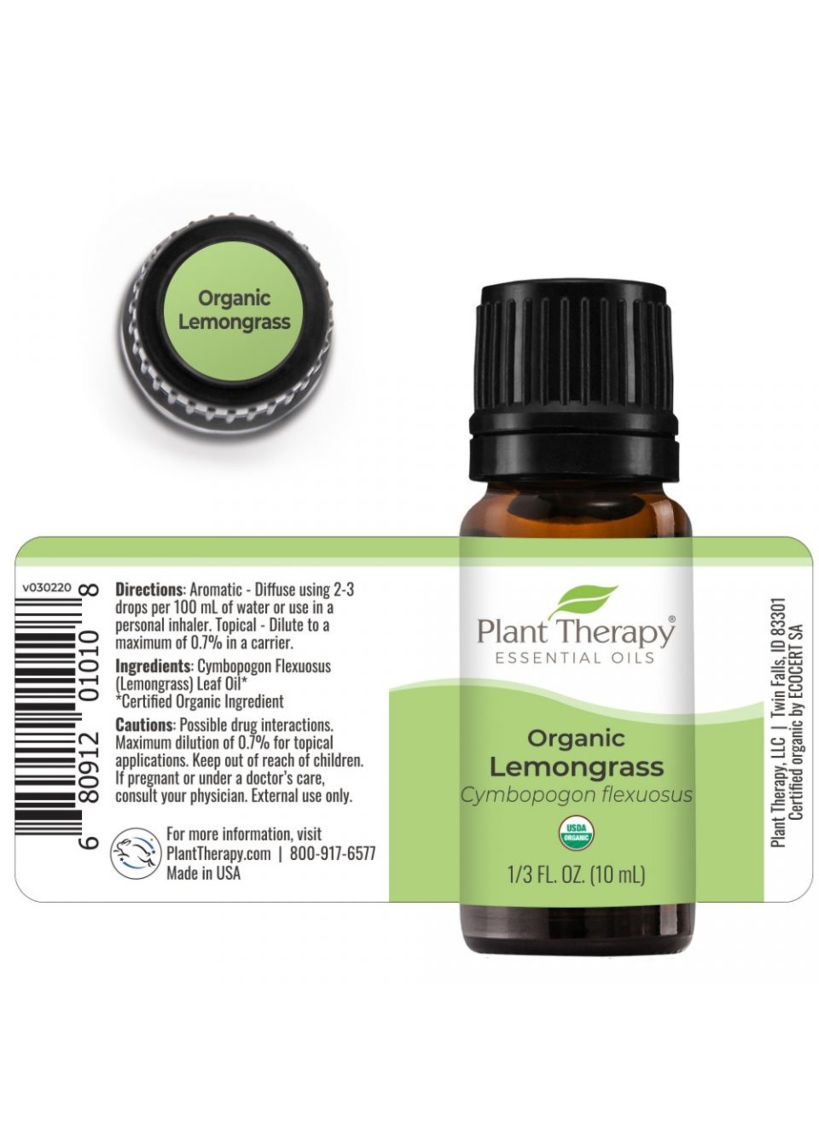 Plant Therapy Organic Lemongrass Essential Oil