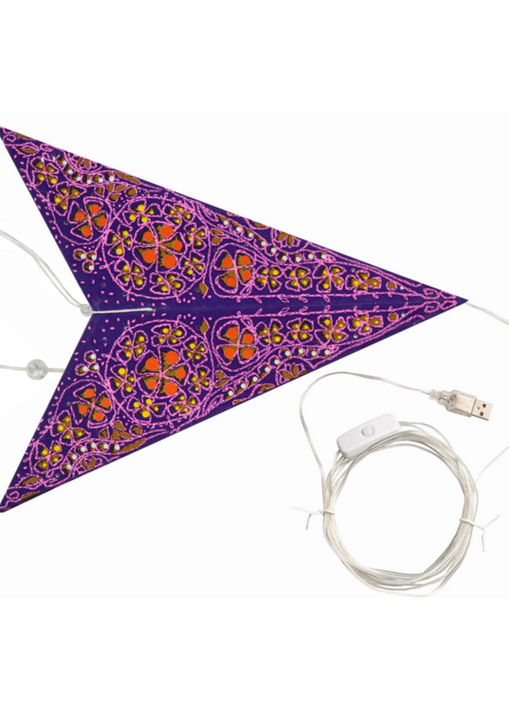 CATHEDRAL 5-Pointed Purple & Violet Star Lantern Light