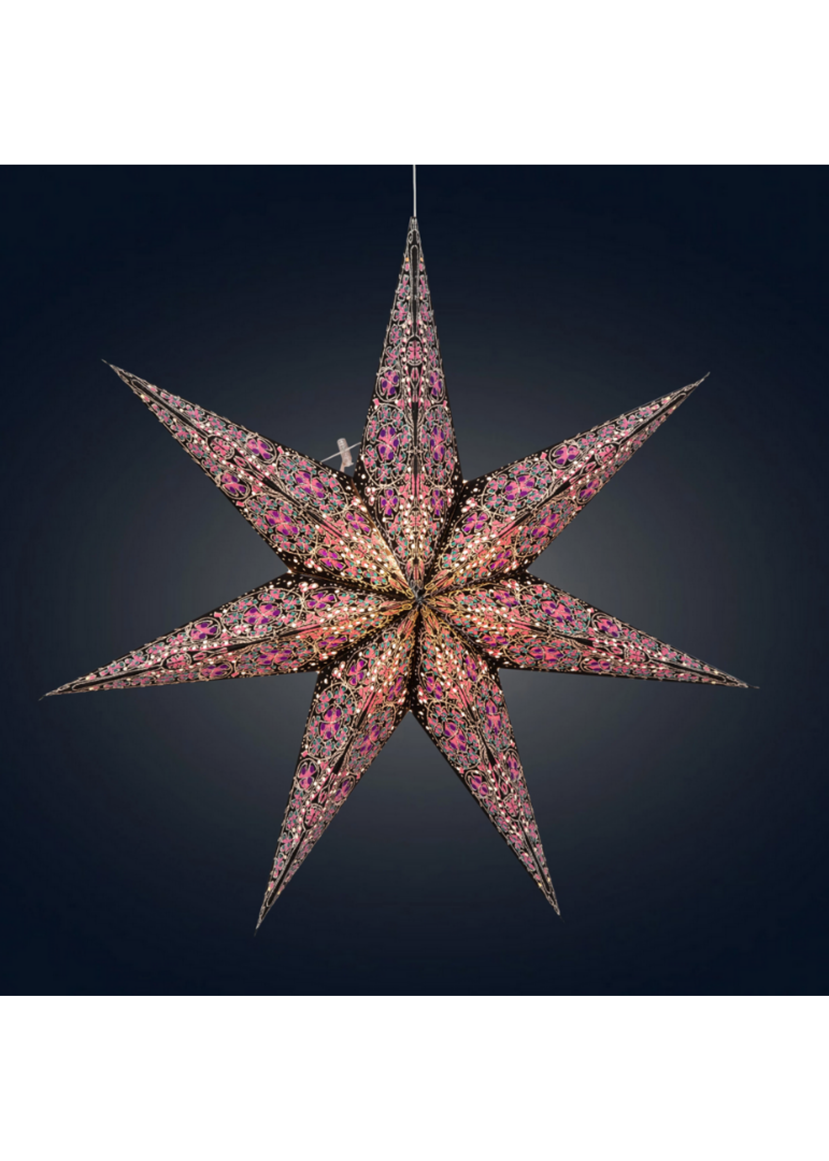 CATHEDRAL 7-Pointed Black & Pink Star Lantern Light