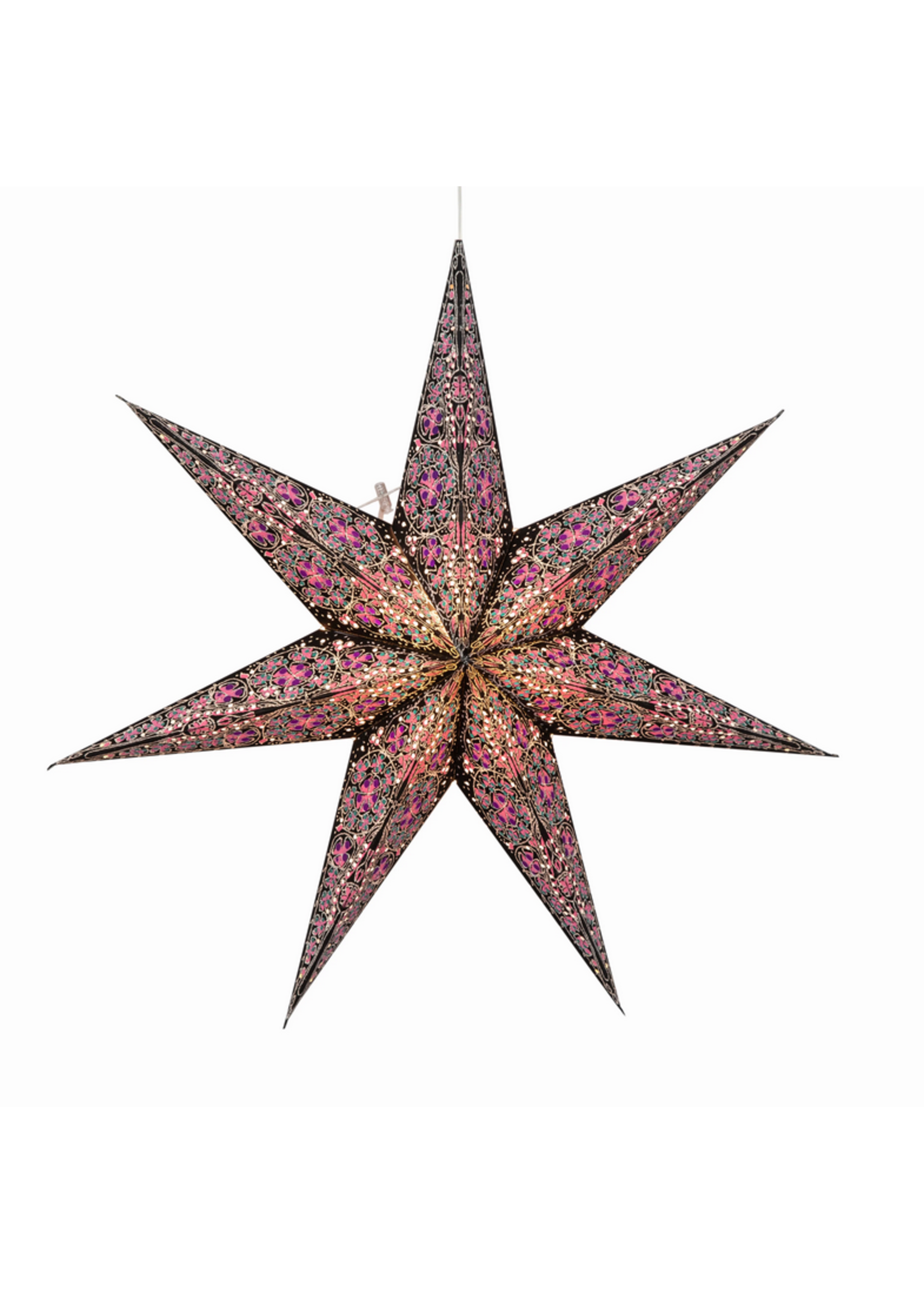 CATHEDRAL 7-Pointed Black & Pink Star Lantern Light