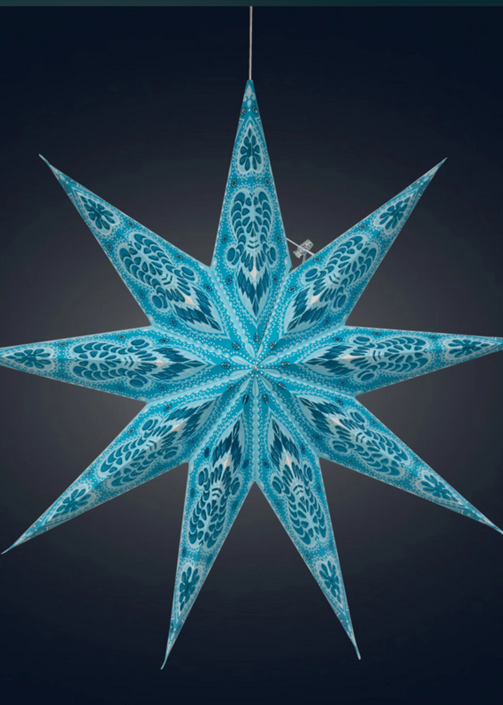 PHOENIX Turquoise Blue & Glitter Star Lantern Light