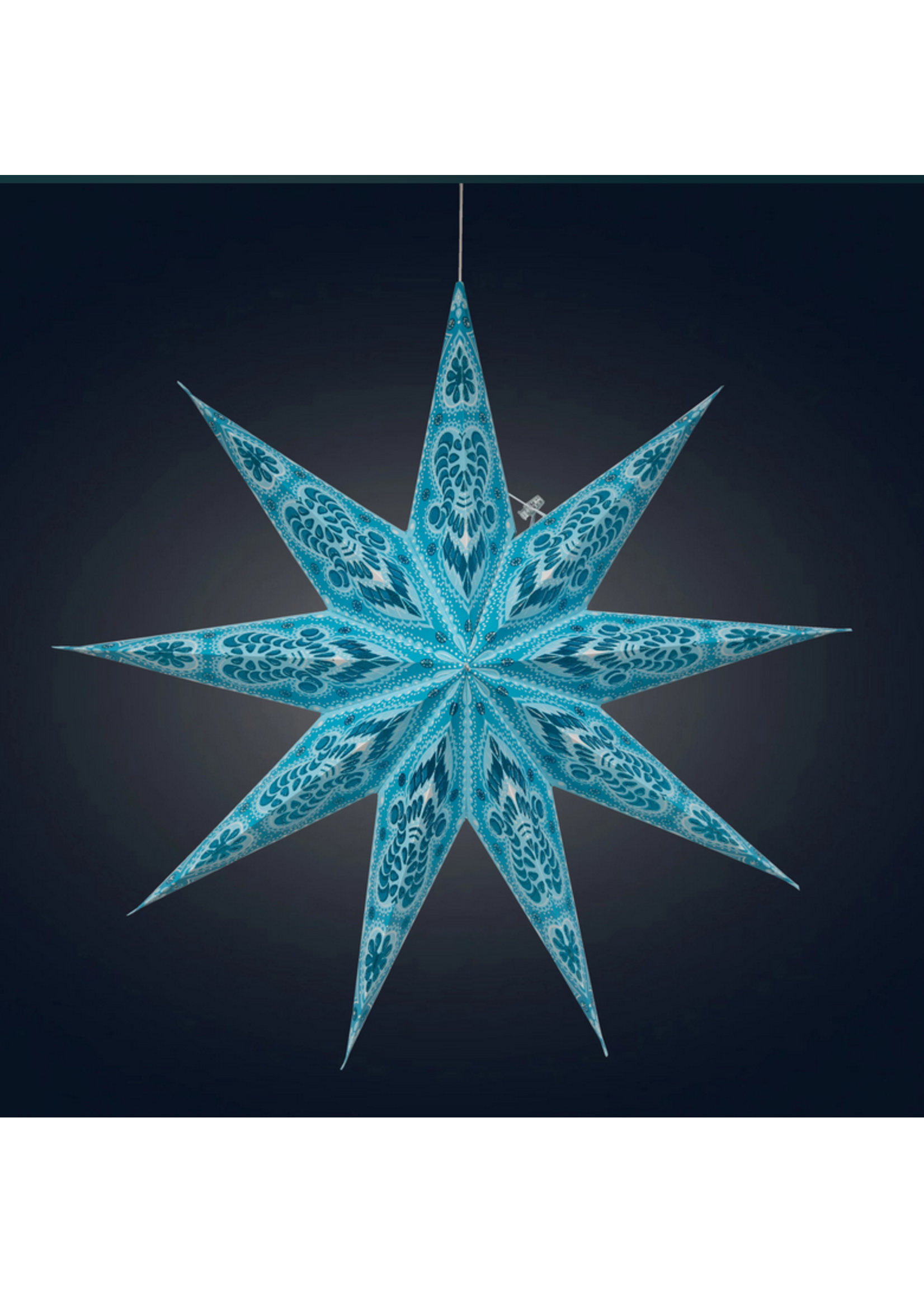 PHOENIX Turquoise Blue & Glitter Star Lantern Light