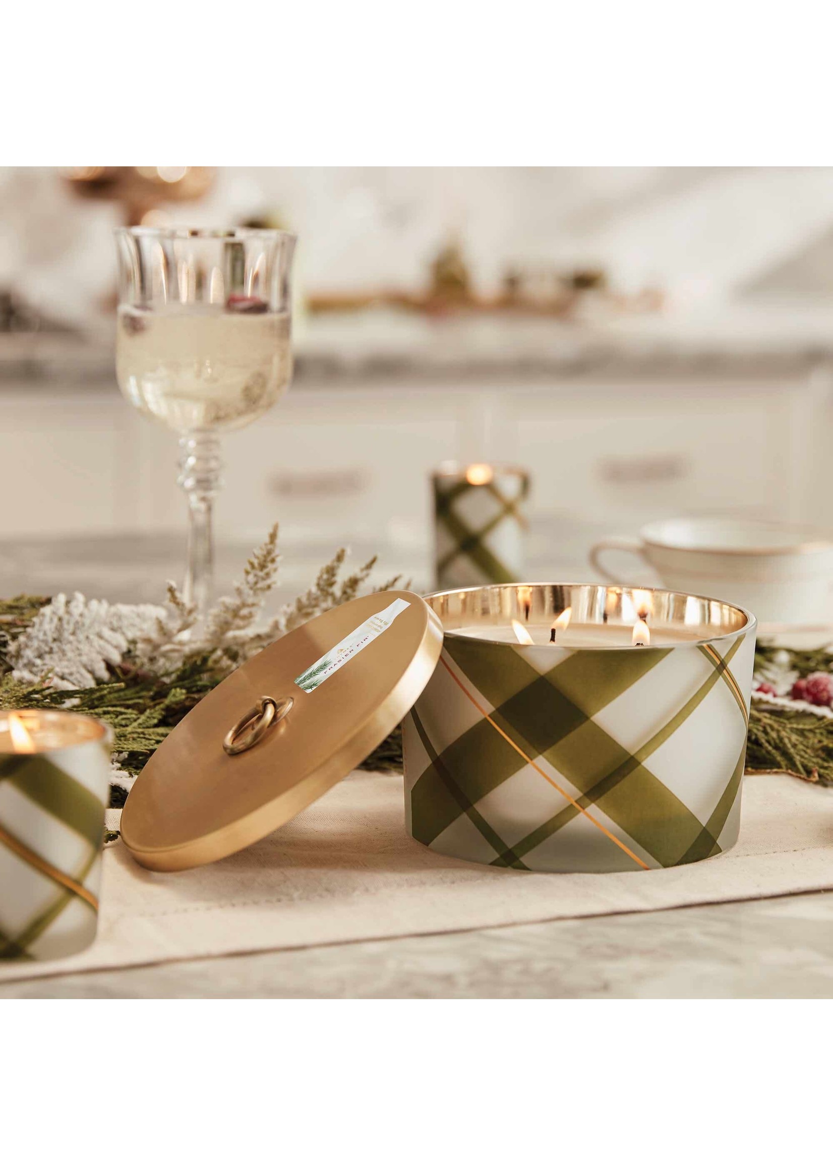 Frasier Fir Frosted Plaid 3-Wick Candle