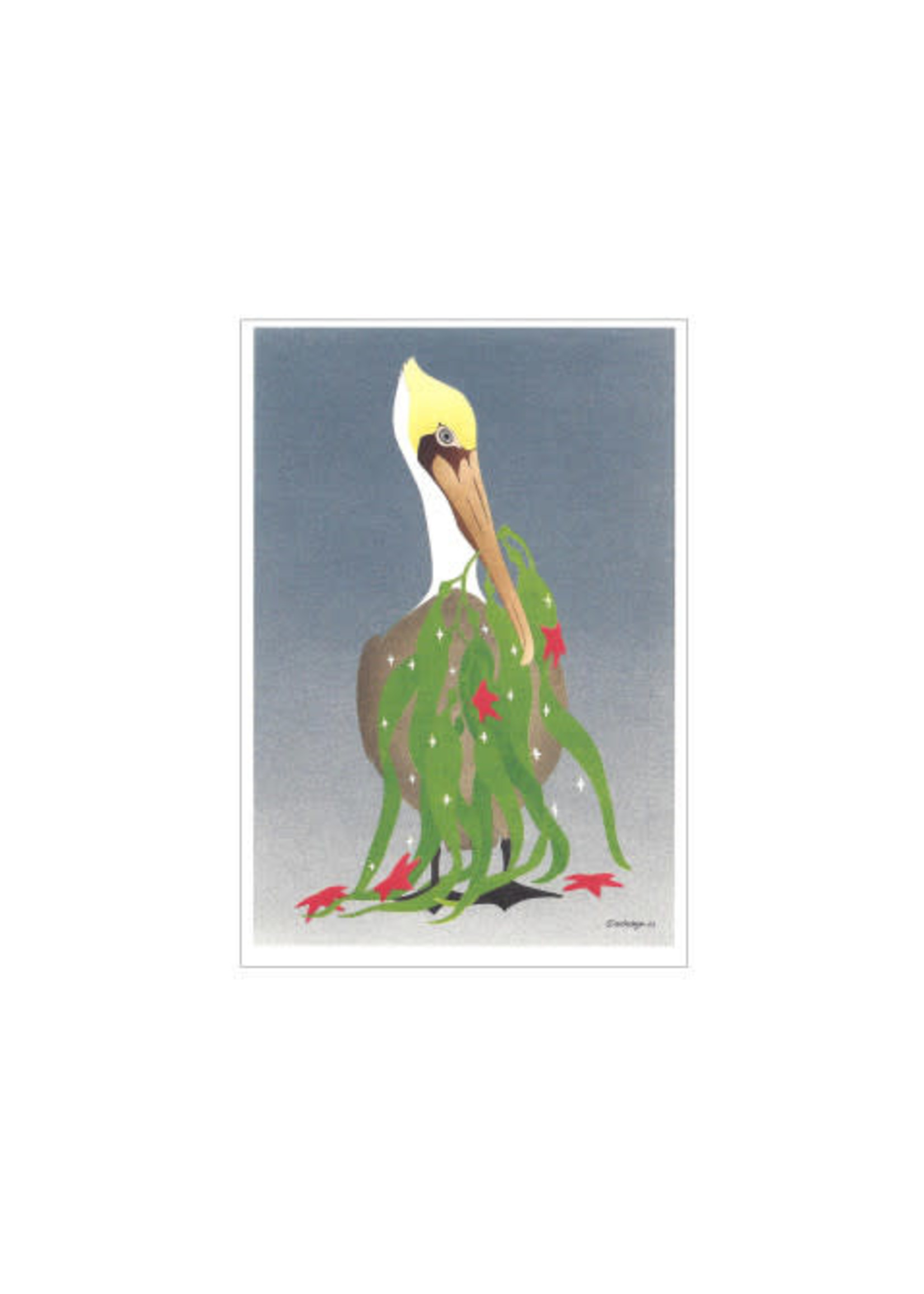 Card Box CH Brown Pelican with Seaweed 10ct