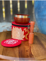 Singing Bowl Tibet Metal Chakra Red 3" with Mallet and Case