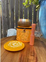 Singing Bowl 3" Bowl Metal Chakra Round Brocade Box – Orange