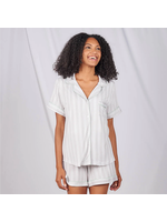 Faceplant Bamboo Lucy Short Sleeve Shirt Grey Stripe