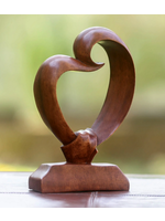 Novica Heart Bond Wood Statuette