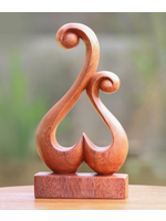 faire - Novica Novica Lovers Bloom Wood Sculpture