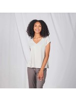Faceplant Bamboo  V-Neck Tee Fog  Small (cap sleeves)