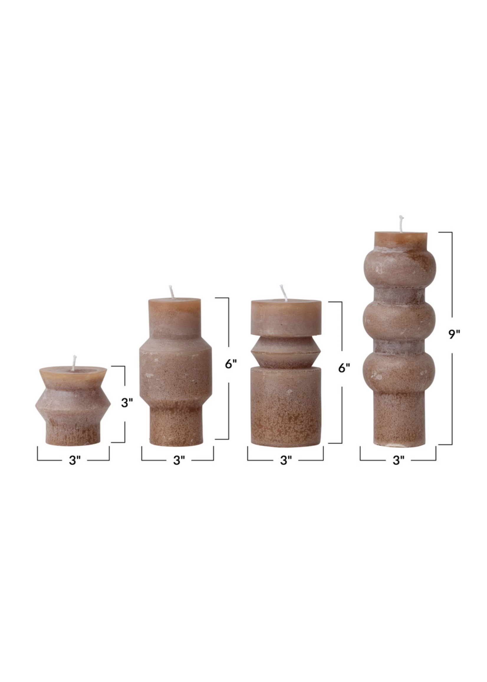 Candle Unscented Totem Toffee 3"