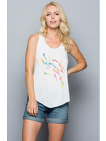 L.A. Soul White Tank Top Colorful Fishes