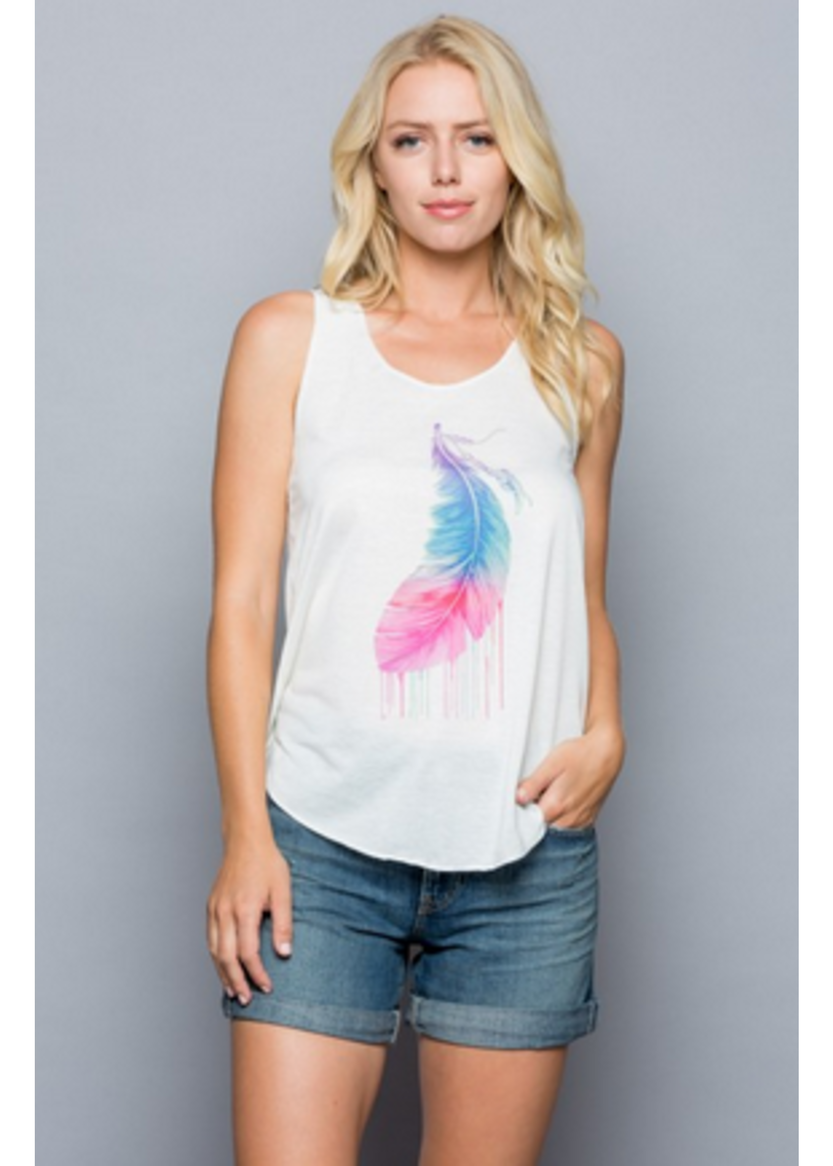 L.A.Soul Feather Print Tank Top