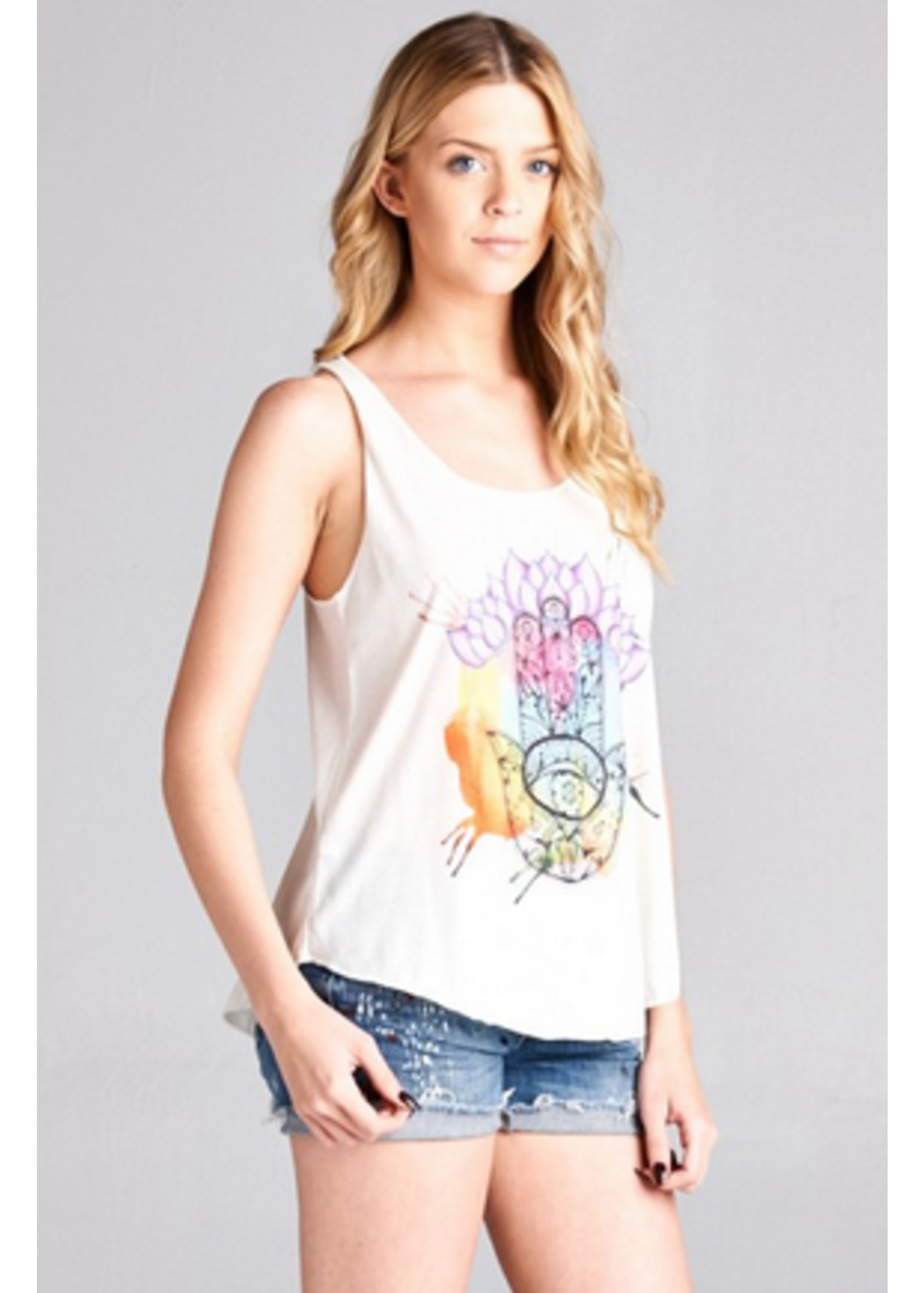 L.A. Soul Hamsa With Lotus FlowerTankTop