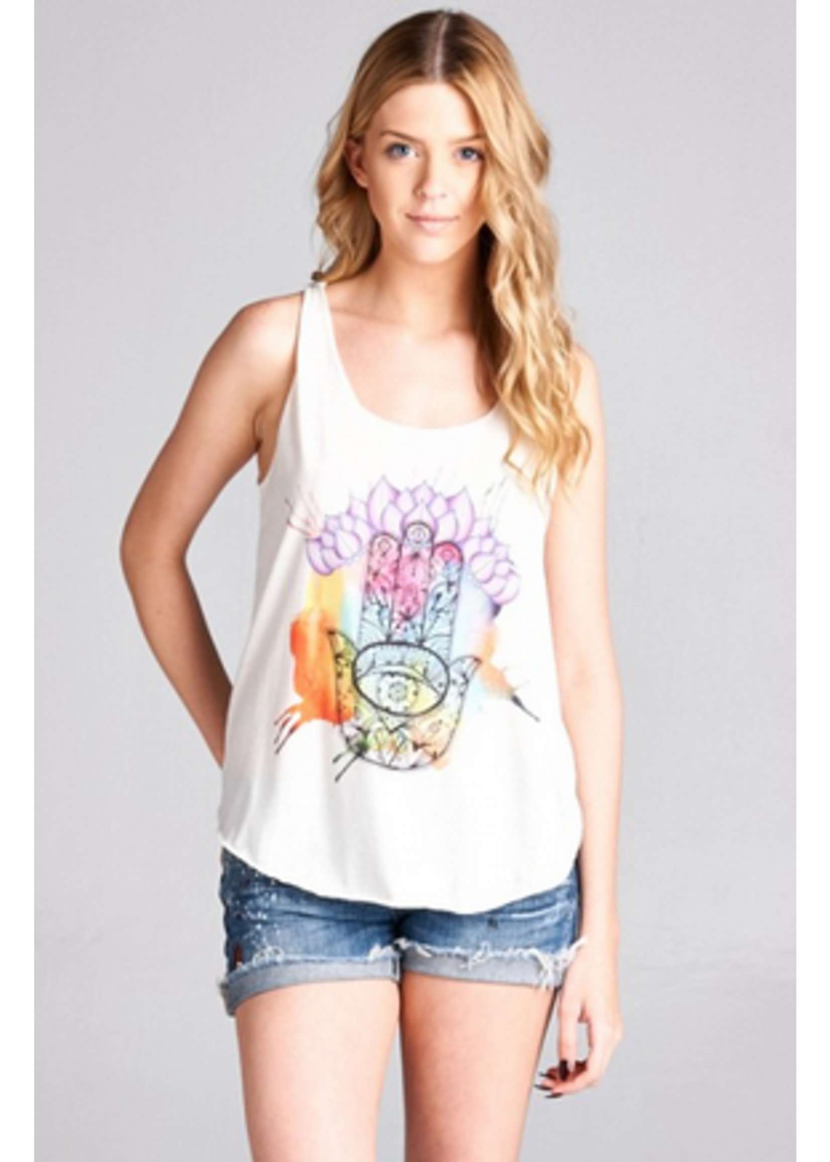 L.A. Soul Hamsa With Lotus FlowerTankTop