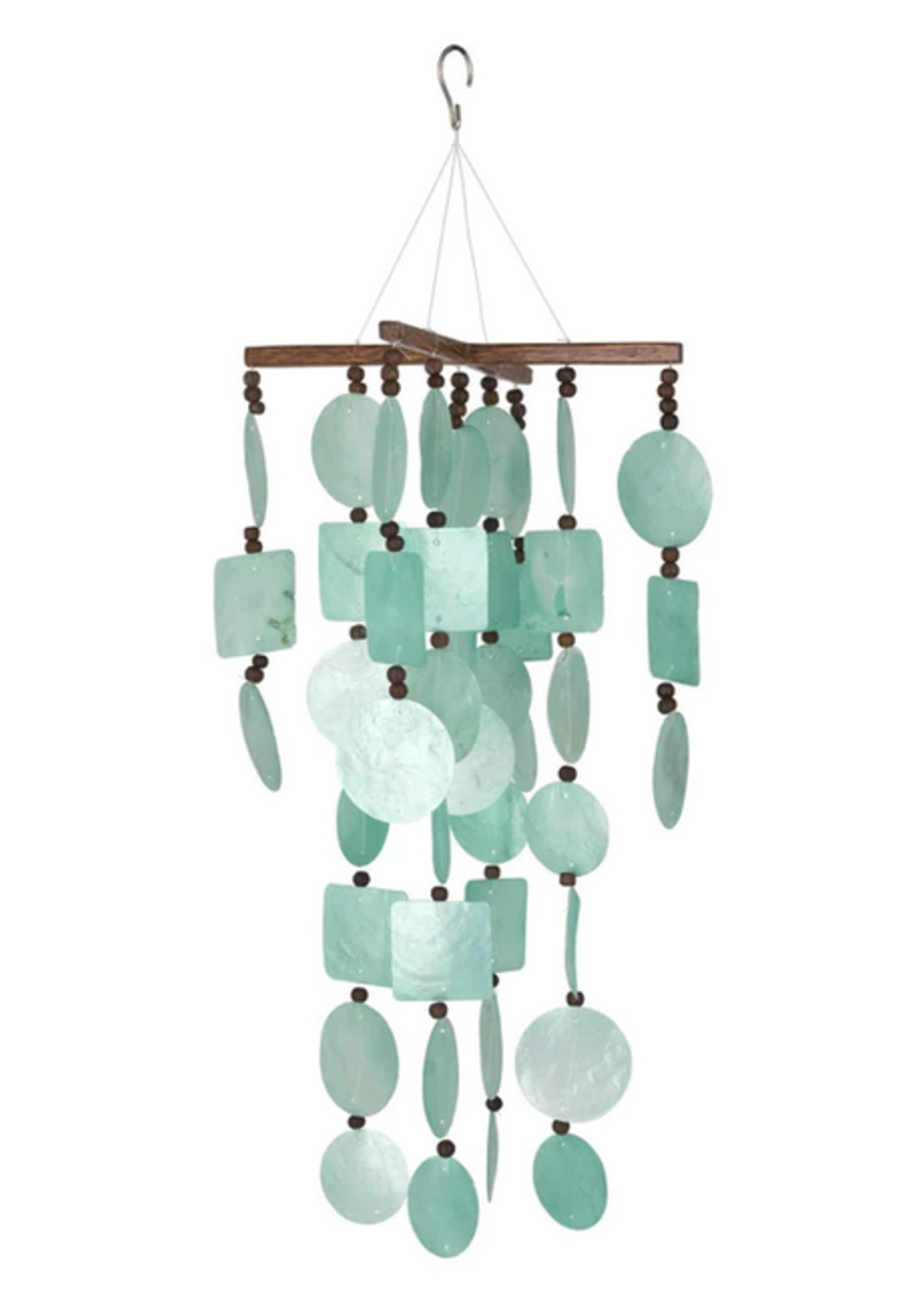 Woodstock CAPIZ Aqua Chime With Wooden Beads