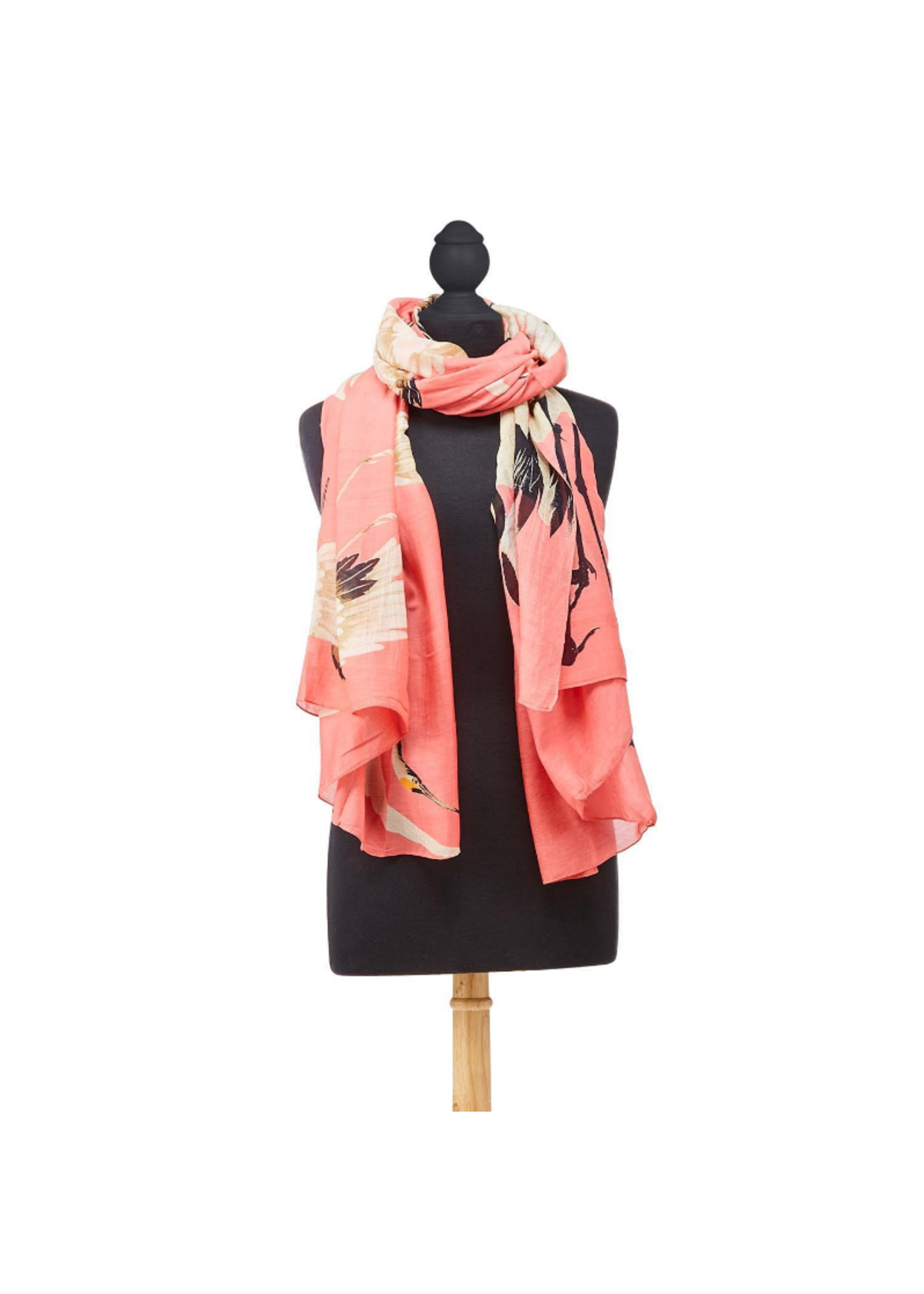 Two's Company Peony Pink Heron Print Scarf