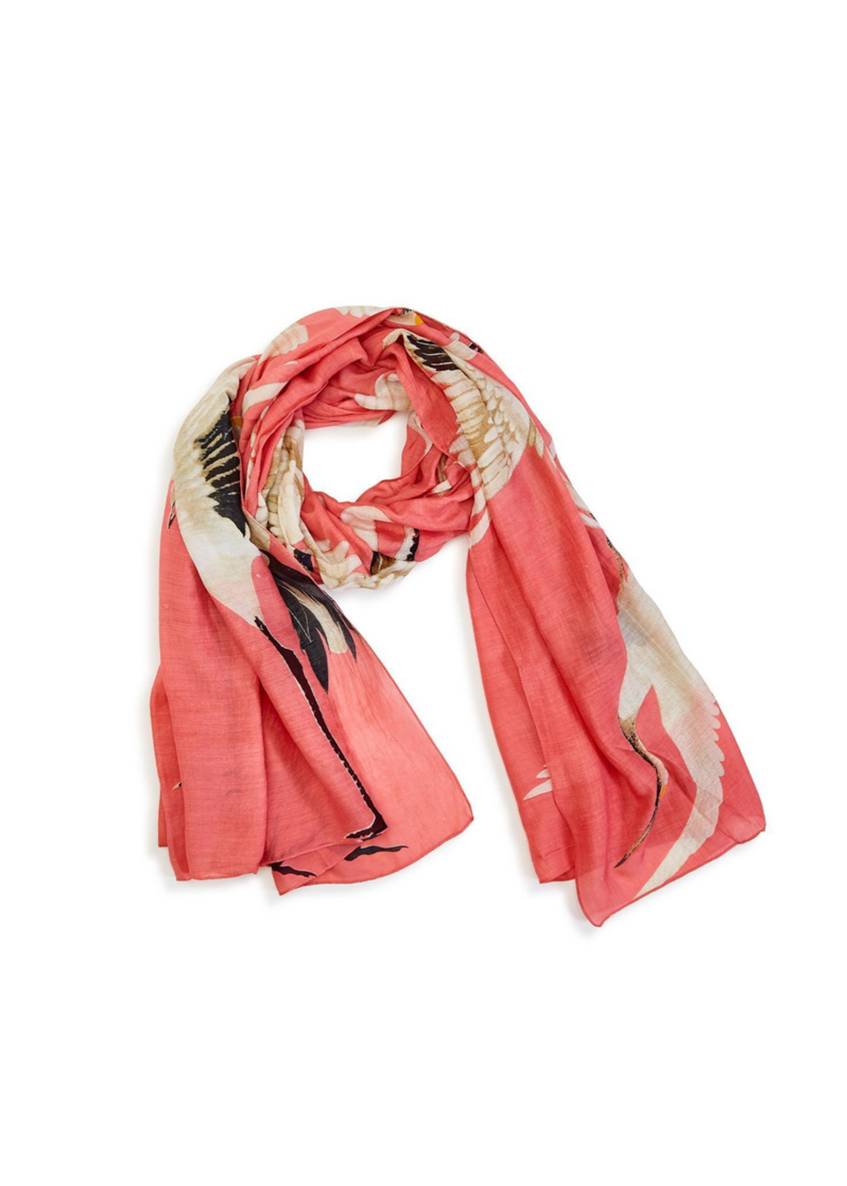 Two's Company Peony Pink Heron Print Scarf