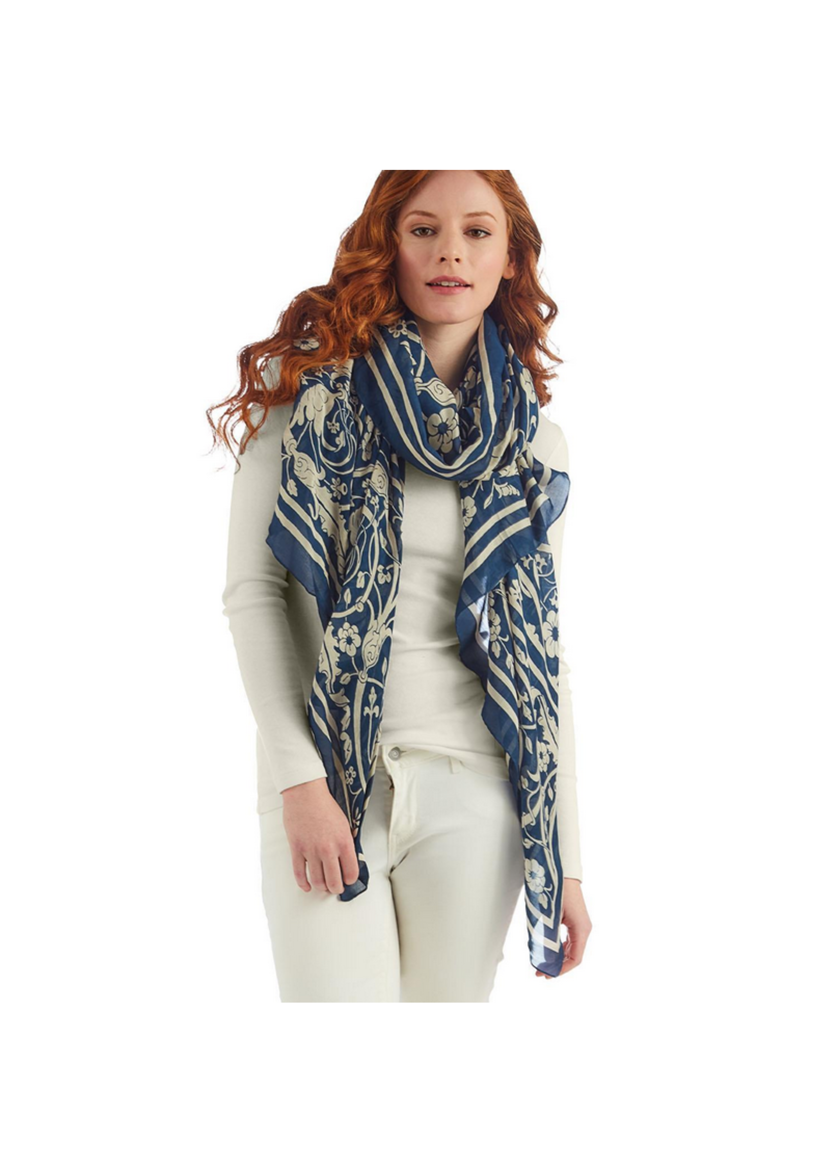 Two's Company Jaipur Blue Print Scarf