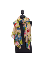 Two's Company Peacock & Poppies SAND Scarf