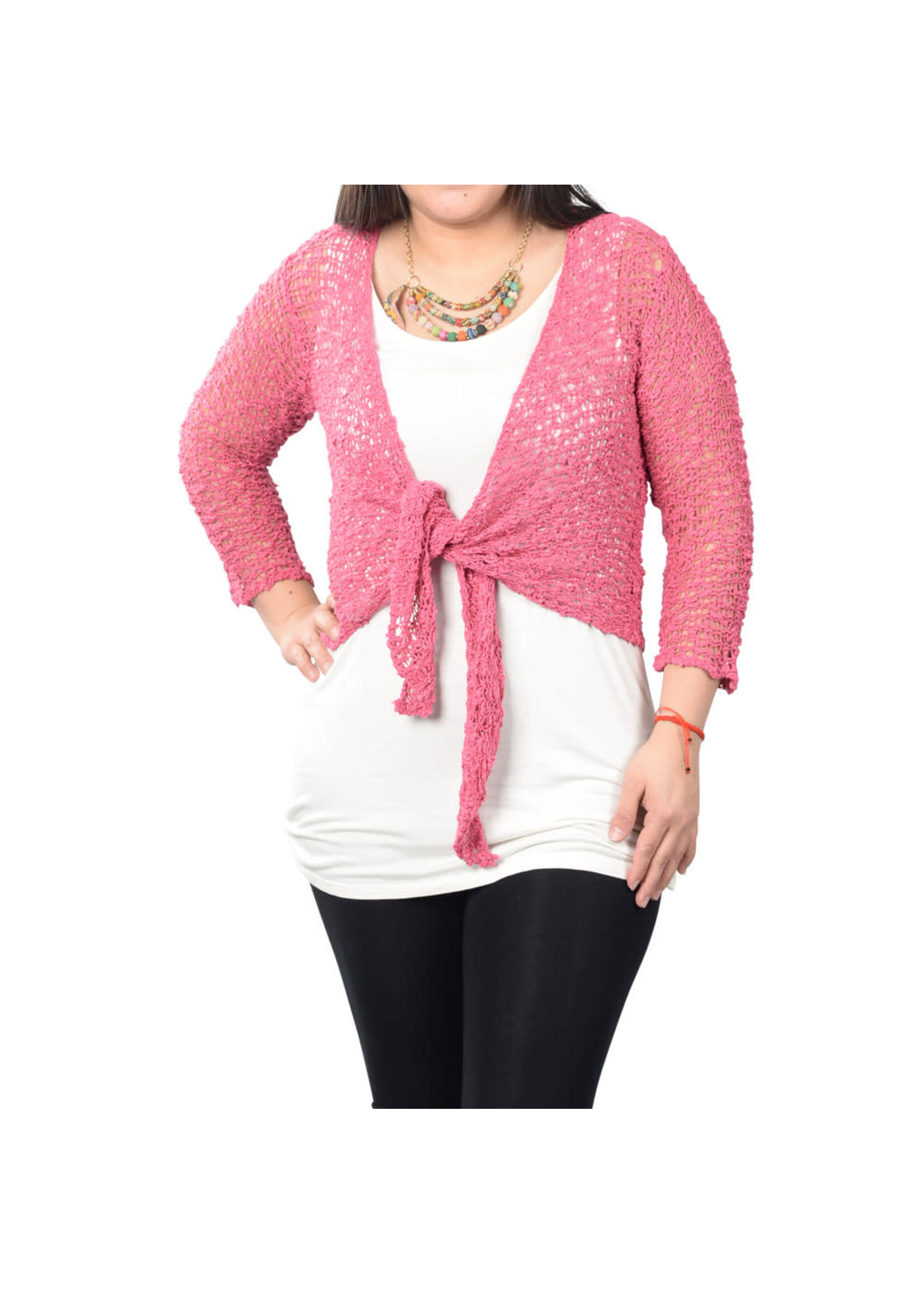 Benjamin Popcorn Knit Shrug Coral