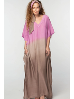 Sevya Ombre Cupro Caftan Lavender & Taupe 1 Size