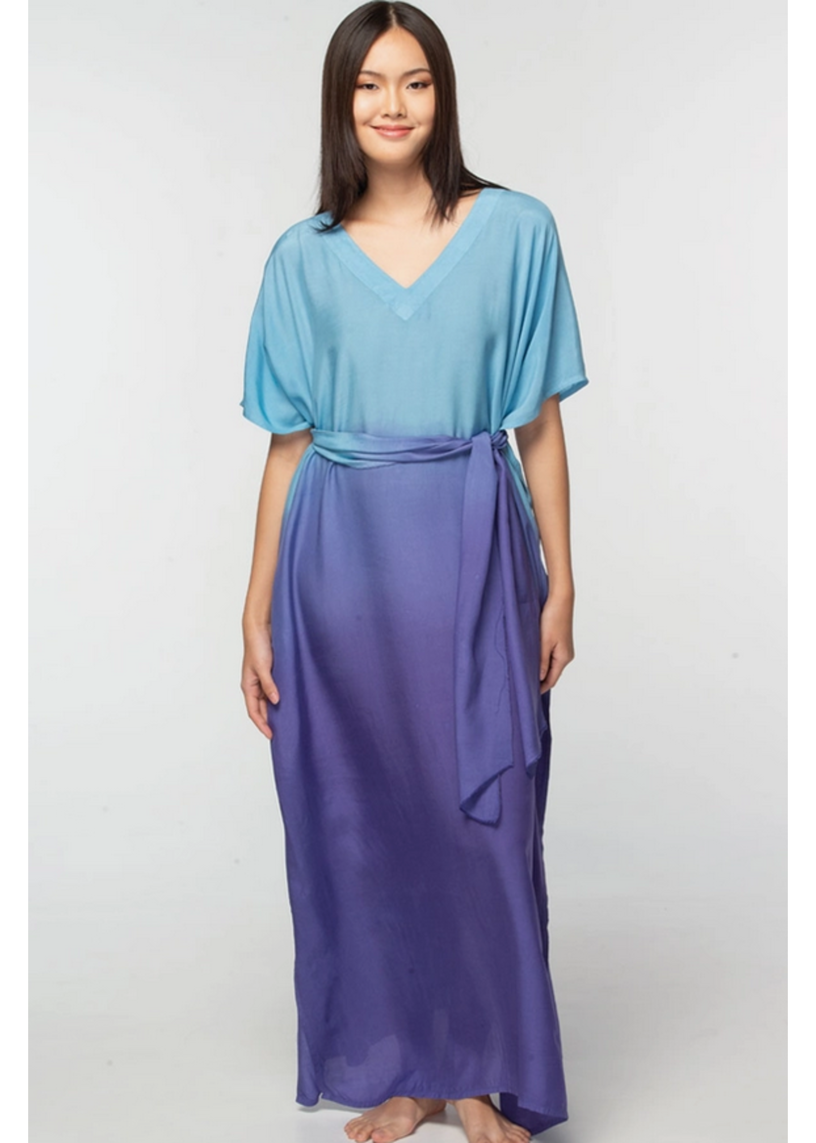 Sevya Ombre Cupro Caftan Blue & Purple One Size
