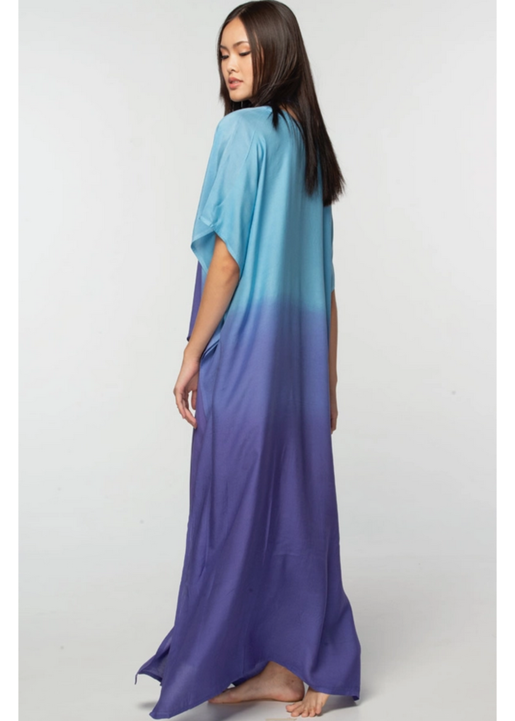 Sevya Ombre Cupro Caftan Blue & Purple One Size