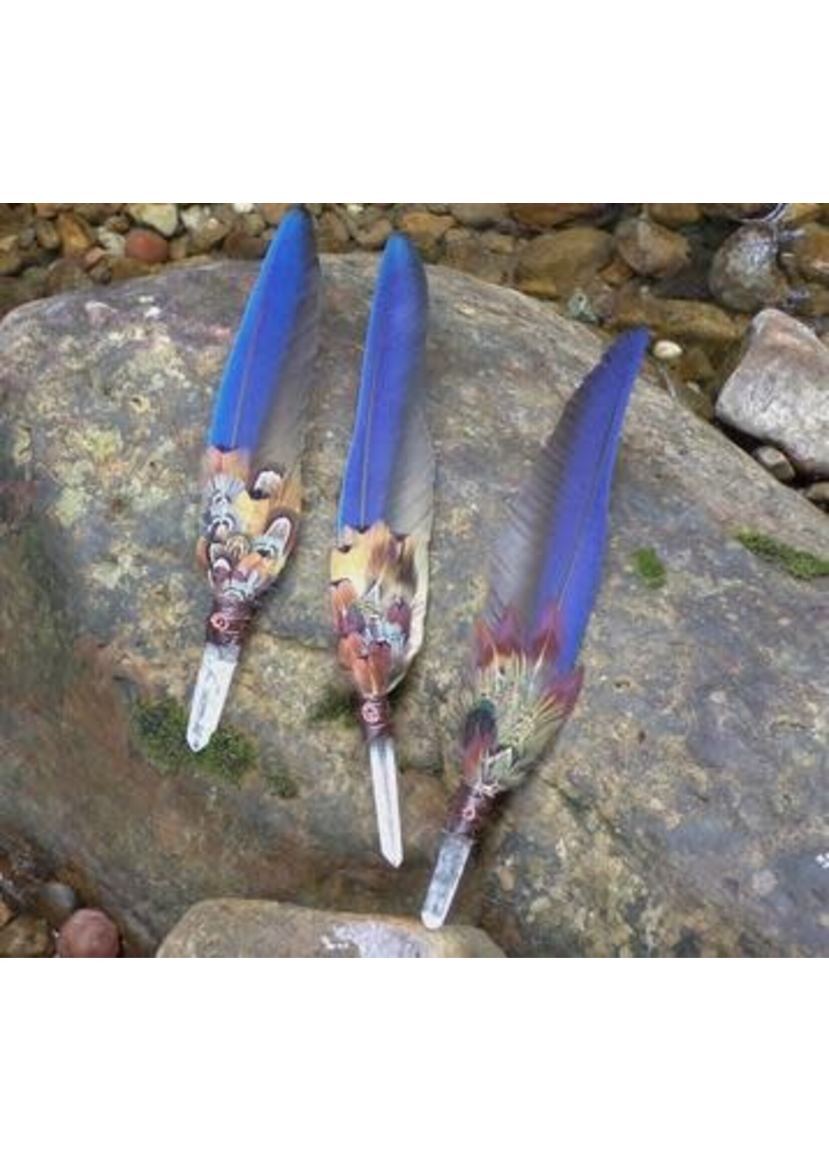 Single Macaw Feather With Crystal