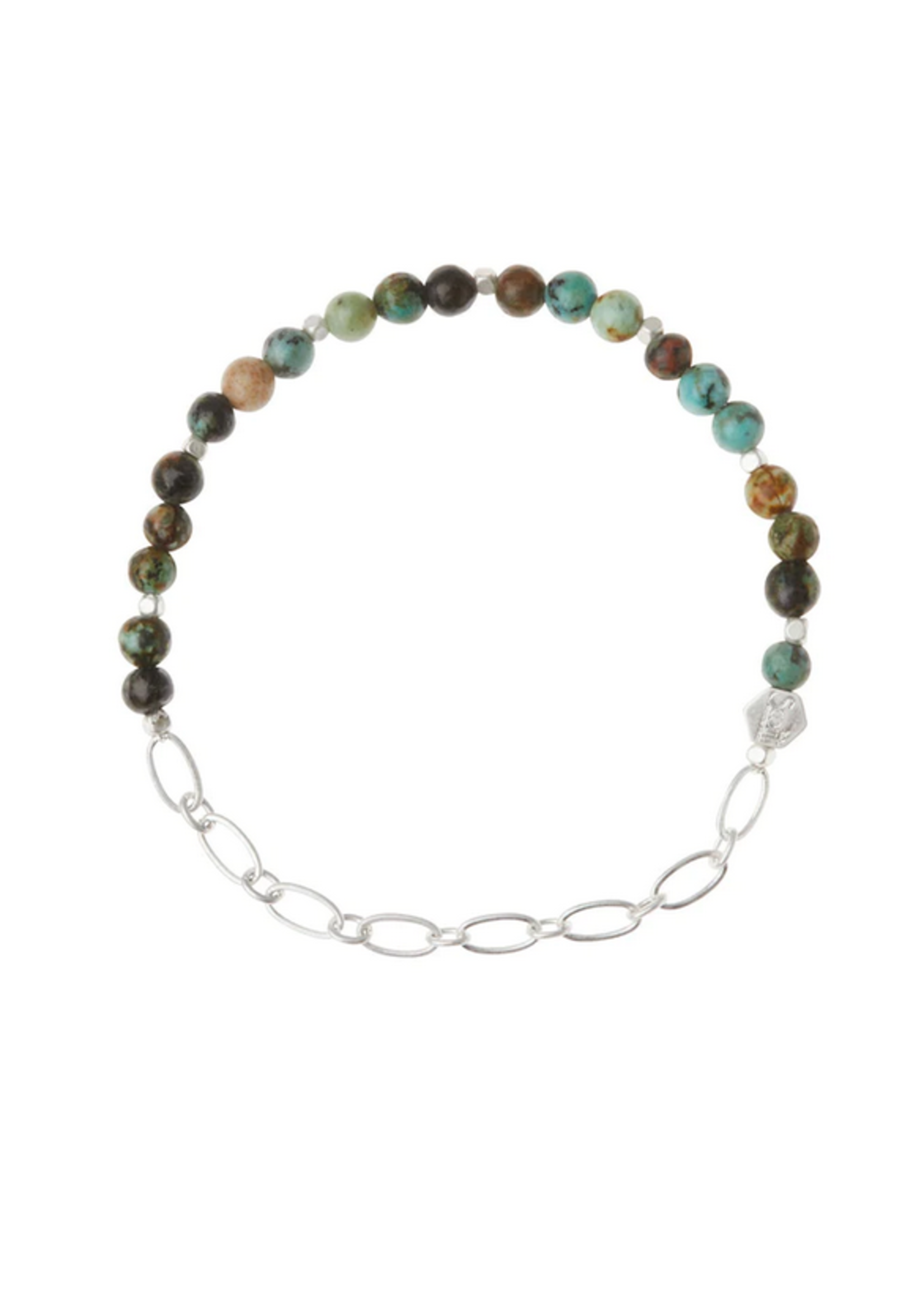 Mini Stone African Turquoise/Silver With Chain