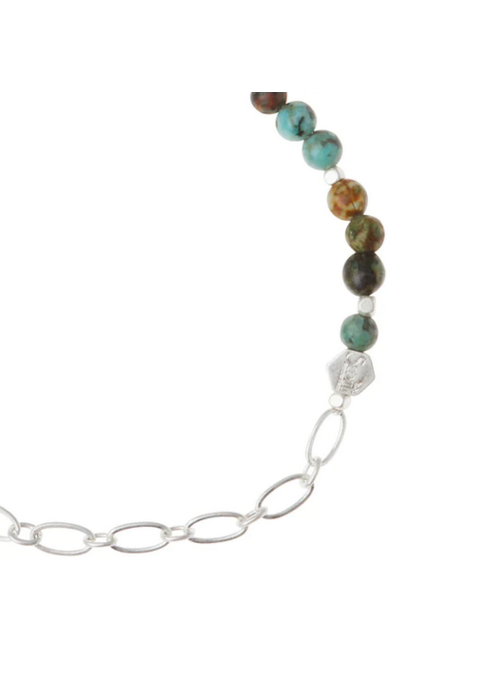 Mini Stone African Turquoise/Silver With Chain